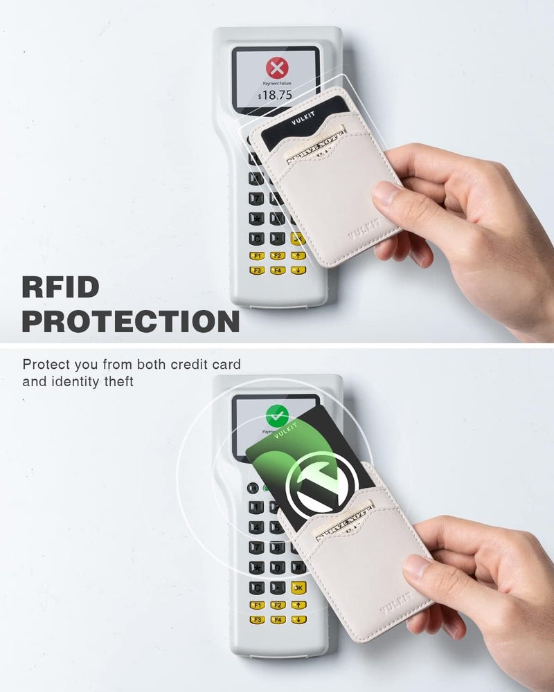 VULKIT حامل بطاقة لاصق متوافق مع آيفون محفظة جلدية للهاتف المحمول حافظة بطاقة ائتمان ملصق قوي للنساء - Image 3